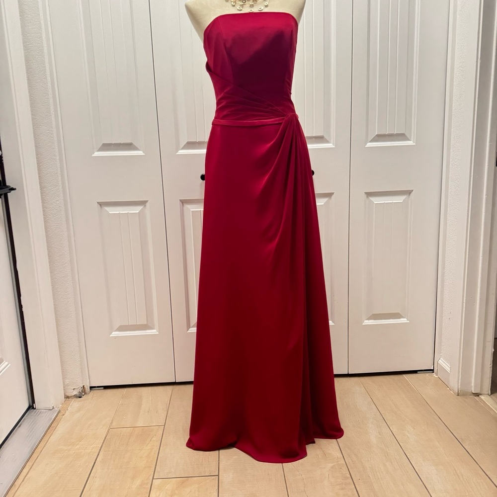 Belsoie By Jasmine Bridal Strapless Bridesmaid Evening Red Dress Size 8